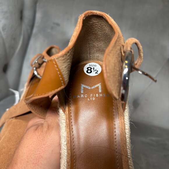 Marc Fisher LTD Suede Espadrille‎ Wedge Sandals Tan – Women’s 8.5 - Picture 5 of 6